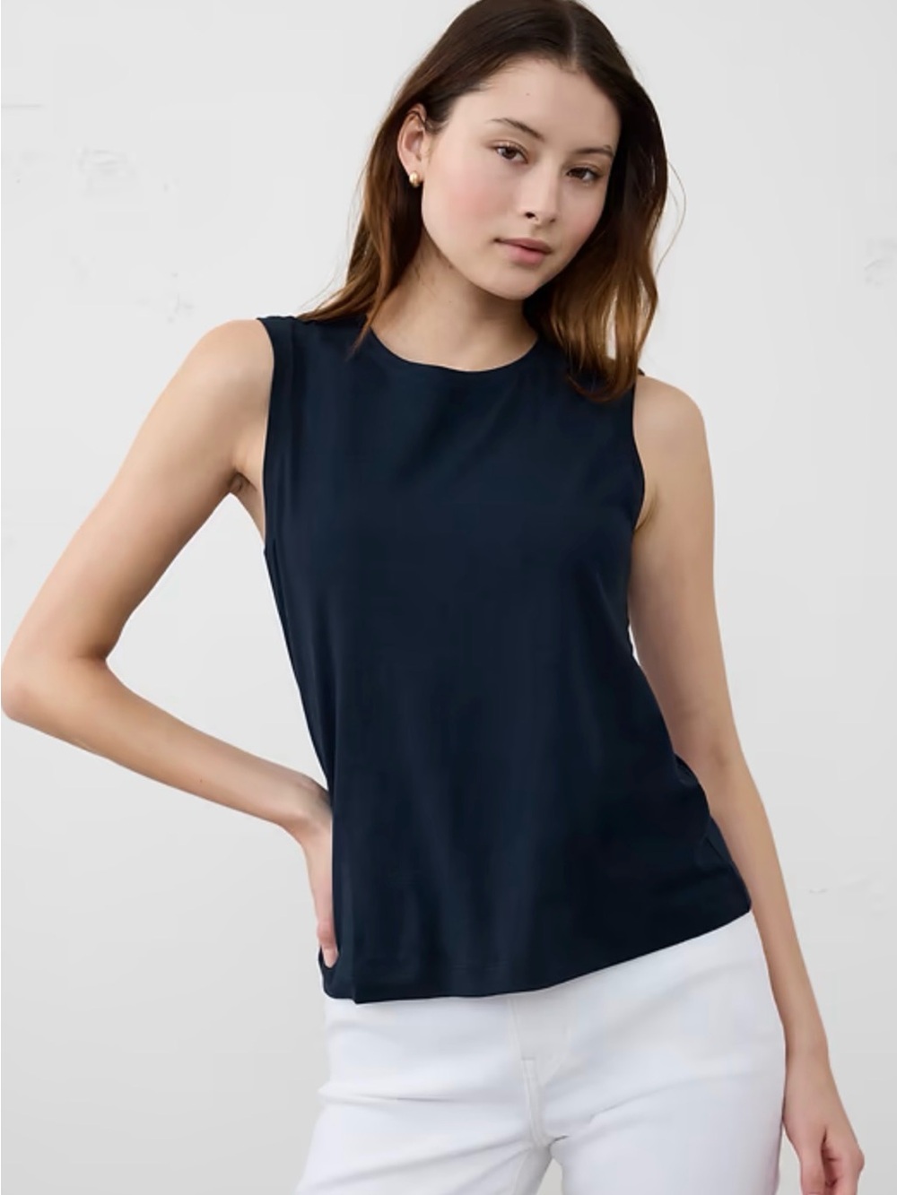 NWT Banana Republic Navy Sleeveless Crewneck Tank XS Super Soft